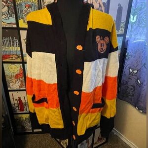 Her Universe Disney Halloween Striped Cardigan Sweater Women's Cozy Knit